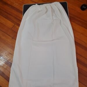 Snip-It Slip LG Vintage White Half Slip Long Scalloped Hem Side Slits